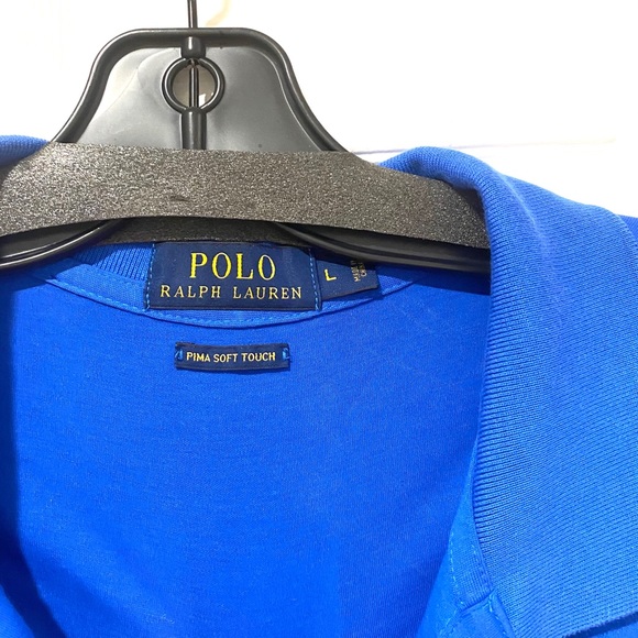 POLO RALPH LAUREN BLUE PIMA SOFT TOUCH POLO SHIRT - Picture 3 of 5